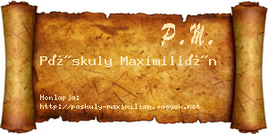 Páskuly Maximilián névjegykártya